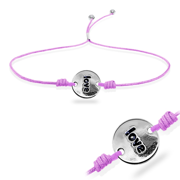 Love Word with Plain Silver Shiny Rope Bracelet BRS-241